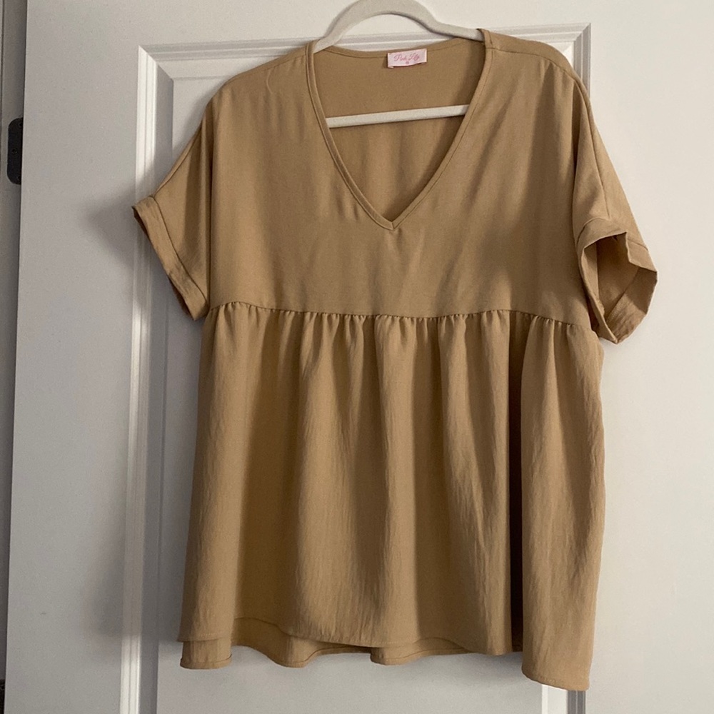 Babydoll beige blouse NWOT